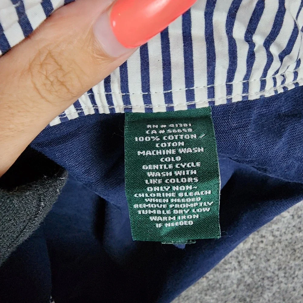 Lauren Ralph Lauren Tank Top Womens M Navy Blue Striped Side Panels EUC